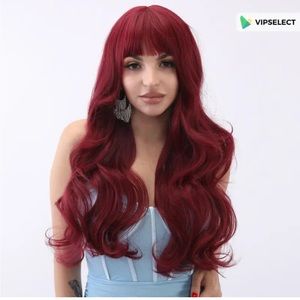 Synthetic wig- Red curly- 28 inches- Bangs